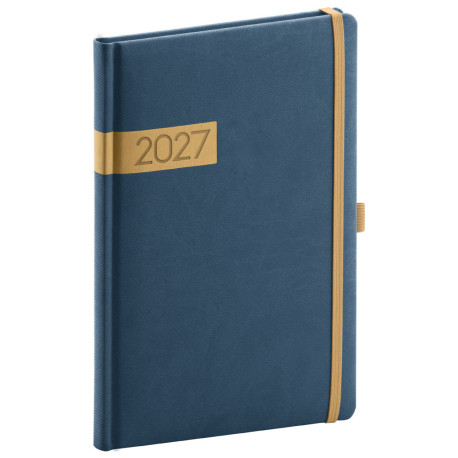 Týdenní diář 2027 A5 Twill - modro-zlatá