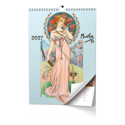 Nástěnný poznámkový kalendář 2027 - A3 Alfons Mucha                                   