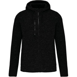 Dámská melanžová pletená fleecová bunda s kapucí